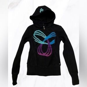 TNA pacific logod black multicolored long sleeve casual pull-on  suede hoodie XS
